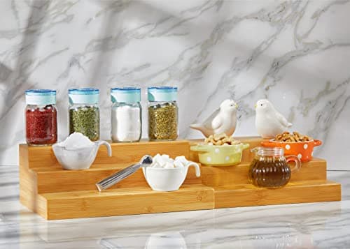 RoyalHouse Bamboo Expandable Spice Rack Organizer, 3-Tier Adjustable Kitchen Cabinet, Countertop Display Shelf, Space Organizer for Kitchen and Bathroom 6