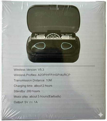 M10 TWS Wireless Earbuds, Bluetooth Earphone with Charging Box, Touch Control, LED Sports Stereo Earbuds, Built-in Mic, Immersive HD Sound, Compatible with iPhone, Samsung, Android, Black 6