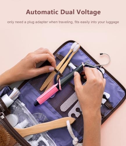 CIVEYA 1 Inch Travel Curling Iron, Temp Control Mini Hair Curler with Dual Voltage, 5 Adjustable Temperatures, Strong Clip, Auto Shut-off, Swivel Cord, Pink 5