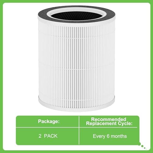 Hichoryer VK-6067B H13 True HEPA Replacement Filter, Compatible with HOKEKI VK-6067B and Vremi Air Purifier, 3-in-1 H13 Grade True HEPA and Activated Carbon Filter, 2Pack 5