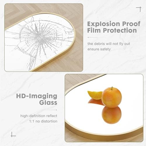 Sweetcrispy Arched 59"x16" Full Length Mirror Full Body Floor Mirror Standing Hanging or Leaning Wall, Arch Wall Mirror with Stand Aluminum Alloy Thin Frame for Bedroom Cloakroom,Gold 5