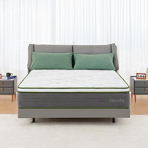 Novilla Queen Size Mattress, 10 Inch Hybrid Mattress in a Box with Individually Wrapped Pocket Coils & Memory Foam, Supportive & Pressure Relief, Breathable Mattresses Queen,Medium Firm, vigour