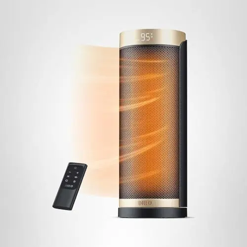 DREO Space Heater, 1500W Electric Heaters for Indoor Use with Thermostat, 70° Oscillation, 8 Safety Protections, 5 Modes, Remote, 12H Timer, Quiet Portable Heater for Office, Bedroom, Large Room 10