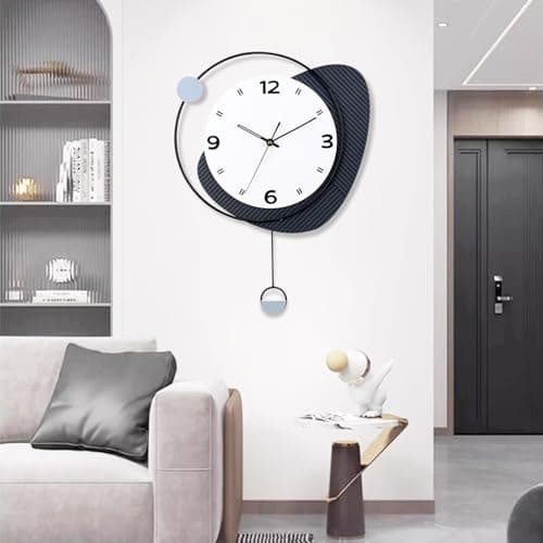 Dankeit Decorative Wall Clock with Pendulum, Silent Quartz Battery Operated, Large Wall Clock for Living Room, Kitchen, Home, Bathroom, Bedroom Wall Decor,15x20.5 inch 7