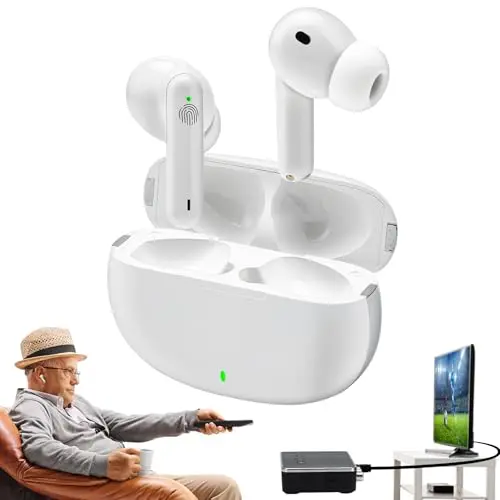 TV Headphones Wireless for Seniors - Hearing Aid Wireless Earbuds for TV Listening Watching,Plug and Play No Delay,Headphones Compatible with All TVs