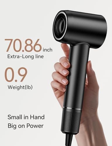 Hair Dryer,150000 RPM High-Speed Blow Dryer 500 Millions Negative Ionic Care Hair Dryer for Fast Drying, 51dB Low Noise Thermo-Control Hairdryer with Magnetic Diffuser & Nozzle for Children,Women,Men 6