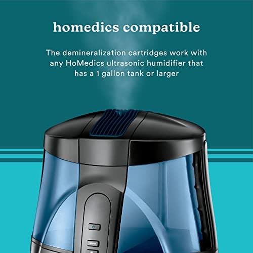 HoMedics Demineralization Cartridge for Ultrasonic Humidifiers – 4-Pack Humidifier Filter Replacements, Filters Mineral Deposits and Purifies Water in Air Humidifiers for Bedroom, Plants, Office Blue 7