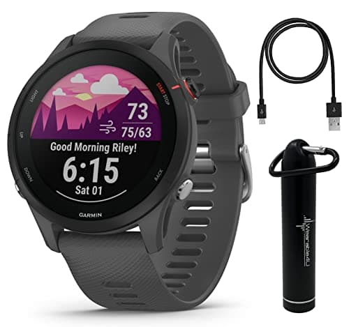 Garmin Forerunner 255 GPS Running Smartwatch, Advanced Insights, Long-Lasting Battery, Slate Grey with Wearable4U E-Bank Bundle