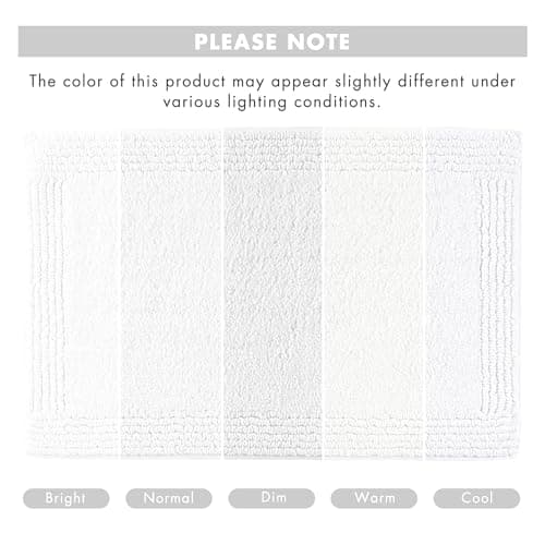 Madison Park Splendor Reversible 100% Cotton Tufted Bathroom Rug-3000 GSM Hotel Quality Luxurious Plush Medium Pile Bath Mat Absorbent, Quick Dry, Shower Room Décor, 21x34, White 8