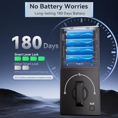 Ulecoce Fingerprint Keypad Deadbolt with Handle Set, Keyless Entry Door Lock, Door Locks for Front Door Lock Set, App Control, Auto Locking, Easy to Install, Matte Black 9