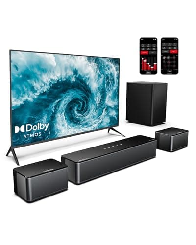 ULTIMEA 5.1 Sound Bar with Dolby Atmos, 410W Peak Power, Surround Sound System for Smart TV, APP Control, Surround and Bass Adjustable, Home Theater with Subwoofer, Poseidon D60 (2025 New Model)