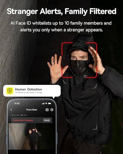 Baseus S2 4K Solar Security Cameras Wireless Outdoor - Radar+PIR Detection, AI Face Recognition, Auto Sunlight-Tracking, Color Night Vision, IP67, No Monthly Fee, Local Storage, Featured at CES 2025 5