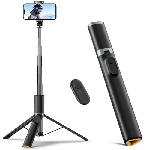 TODI 63" Cell Phone Selfie Stick Tripod, Portable Tripod for iPhone with Wireless Remote, Extendable Smartphone Stand, All-in-1, Compatible with iPhone/Android
