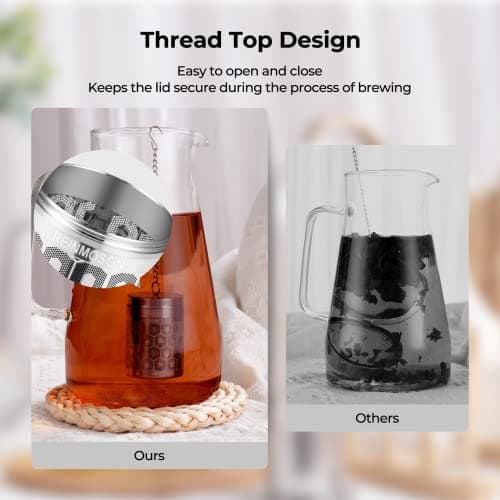 Reinmoson Tea Strainers for Loose Tea, Extra Fine Mesh Tea Infuser, 304 Stainless Steel & Updated Slim Threaded Lid, Loose Leaf Tea Steeper for Black Tea, Rooibos, etc 6