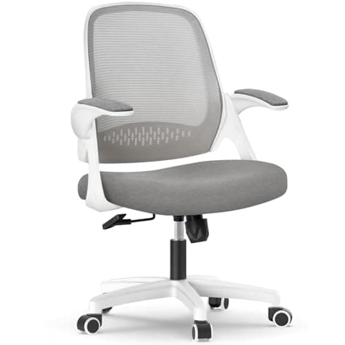 NEO CHAIR Office Desk Computer Gaming Ergonomic Chair with Lumbar Back Support Adjustable Height Swivel Wheels Flip-up Arms Mesh Chair for Home or Office (Grey) 9