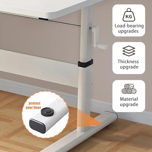 XUEGW Manual Adjustable Desk, Height Adjustable Standing Desk, Ergonomic Home Office Computer Workstation Writing Desk for Study Room, Bedroom 6