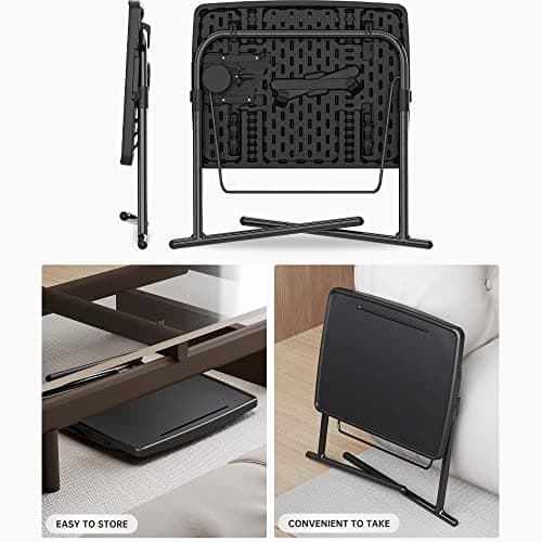 X TV Tray Table, Allpop Large TV Dinner Tray for Eating, Adjustable Folding Laptop Table with Book Stand, Cup Holder & Tablet Slot on Couch & Bed, Black 5
