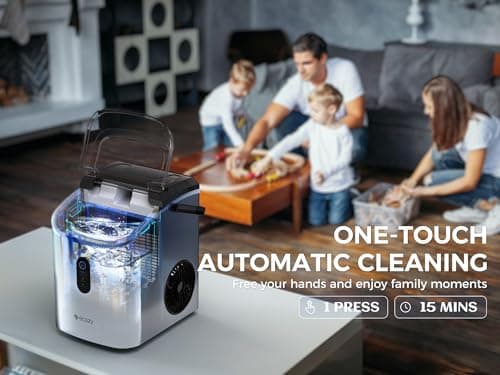 ecozy Nugget Ice Maker Countertop - Chewable Pellet Ice Cubes, 33 lbs Daily Output, Stainless Steel Housing, Self-Cleaning Ice Machine with Ice Bags for Parties, Kitchen, Bar, Office, Silver 5