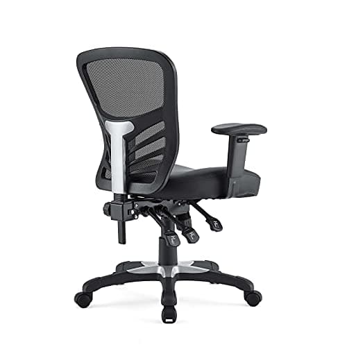 Modway Articulate Mesh Office Chair with Fully Adjustable Vegan Leather Seat In Black 8