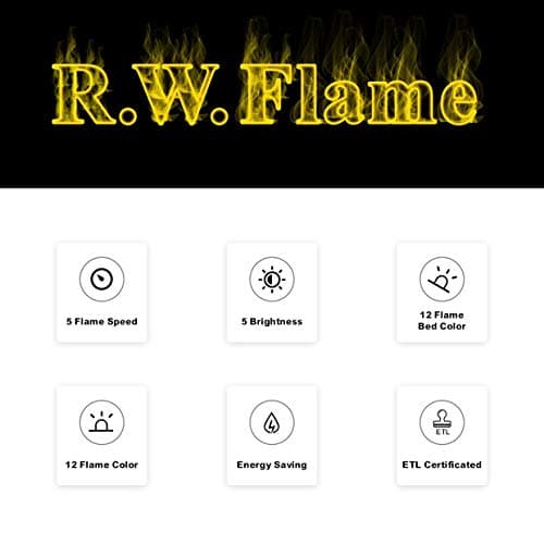 R.W.FLAME Electric Fireplace 50 inch Recessed and Wall Mounted,The Thinnest FireplaceLow Noise, Fit for 2 x 6 Stud, Remote Control with Timer,Touch Screen,Adjustable Flame Colors and Speed 8