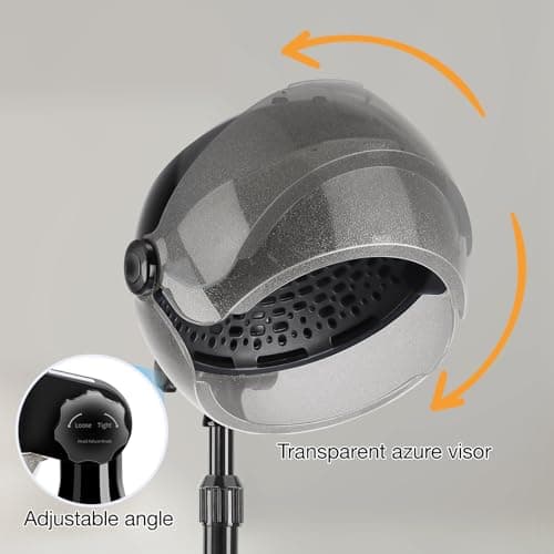 Hooded Hair Dryer, Adjustable Stand Hair Dryer on Wheels，Professional Ionic Bonnet Dryer with 3 Temperature Settings, for Salon, Spa or at Home Use 5