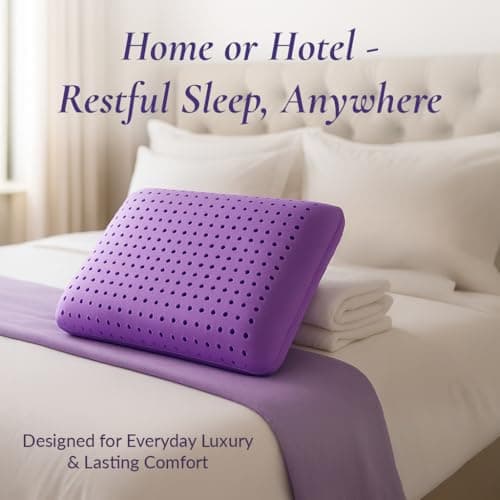 OMEO 2 Pack Lavender Cooling Memory Foam Bed Rest Pillows, Ventilated Memory Foam Cooling Pillow for Stomach, Back and Side Sleeper Support, Washable Removable Cover Sleeping Pillows, 24" x 16" 8