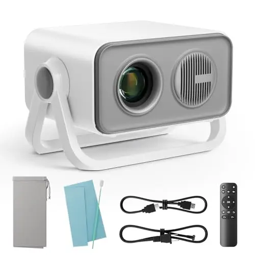 BKZ 2026 upgraded 360°Adjustable Dual Stand AI Auto Keystone Electric Focus Mini Portable Projector with Bluetooth 5.4, 1080P support Outdoor movie Projector compatible with HDMI/USB/Phone (Gray)