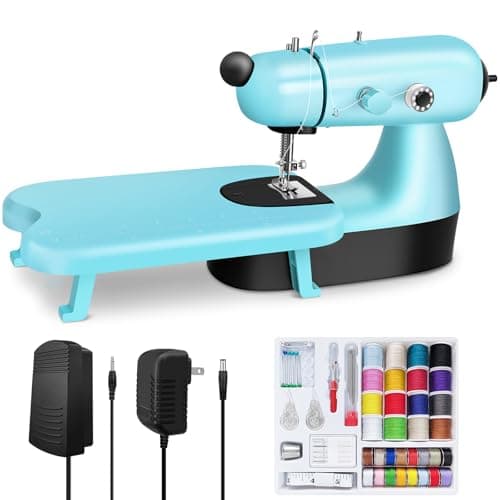 Mini Sewing Machine, Upgraded Electric Sewing Machine with Sewing Bag, Expansion Board, LED Light, Fast Stitch Suitable for Clothes,Jeans,Cutains,DIY Home Travel