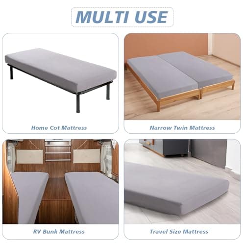 Cot Sheets 31" x 75", Cot Size Sheet Fitted for Narrow Twin Mattress/RVs Bunk/Guest Beds/Army Cots/Trifold Mattress/Travel Size Mattress, Ultra Soft & Breathable Camper RV Bunk Bed Sheets, Gray 5