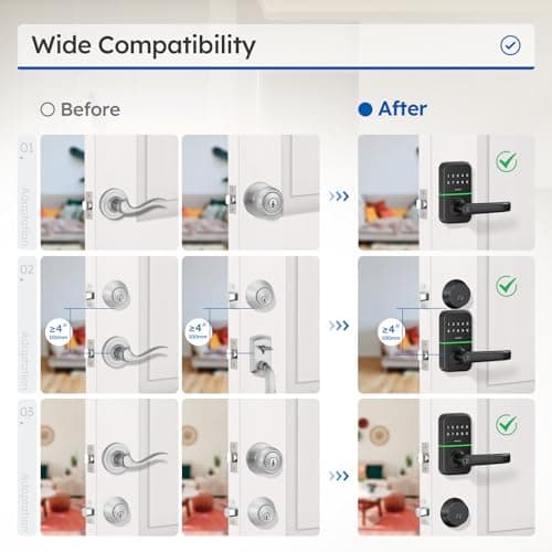 Smart Door Handle Lock with Keypad: Kucacci Keyless Entry Digital Knob for Front Door - Electronic Smart Lock with Keypad - Exterior Code Door Knob - Easy Installation 7