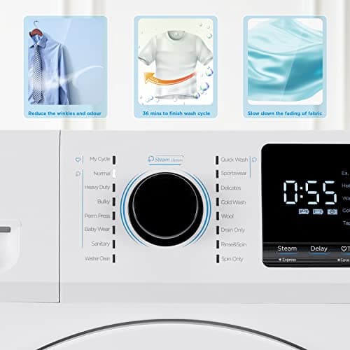 Midea MLH25N7BWW Compact Front-Load Machine, 24" Energy & Space-Saving Washer, Steam Care and Cold Wash Stackable Laundry, for Family Daily use, 2.5 Cu.ft, White 5