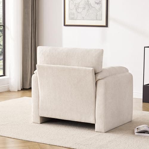 Howjoe Chenille Oversized Armchair, 38.6" Wide Accent Chairs for Living Room & Bedroom Modern Lounge Chair, Upholstered Mid-Century Reading Chair, Comfy Living Room Chair, Single Sofa Chair, Beige 6