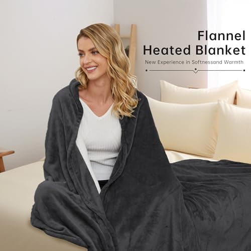 McJaw Electric Heated Blanket 72"x 84" Full Size, 4 Heating Levels and 10 Hours Auto Off, Lightweight and Breathable - Ebony 6