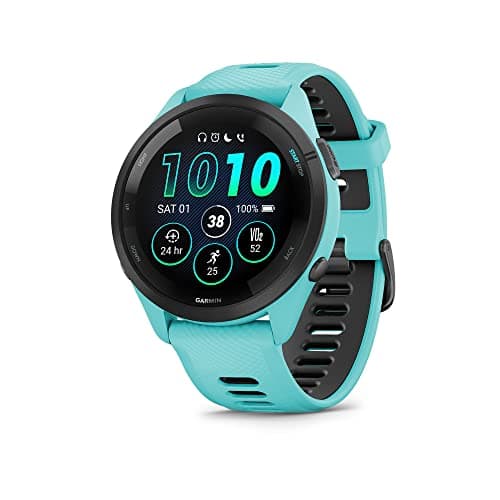 Garmin Forerunner 265 Running Smartwatch, Colorful AMOLED Display, Training Metrics and Recovery Insights, Aqua and Black
