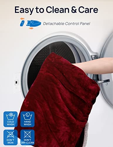 Westinghouse Christmas Electric Snuggle Throw Blankets with Foot Pocket, Wearable Heated Blanket with Sleeves, 6 Heating Levels & 2 to 10 Hours Heating Time Settings, 50 * 70"+18", Red 6