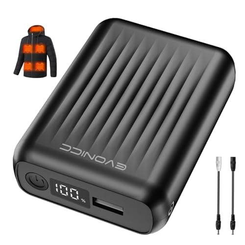 Evonicc 12V 18400mAh Heated Jacket Battery Pack for Wulcea, Genovega, Portable Battery Pack for Heated Jacket with Digital Display, DC Output Power Bank for Heating Jacket, Coat