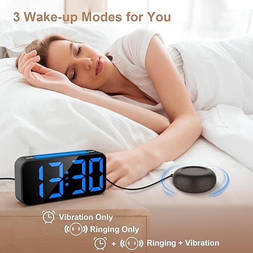 Topski Alarm Clocks for Heavy Sleepers, Vibrating Alarm Clock with Bed Shaker, Night Light, Large Display, Dimmable Loud Clock for Adults Hearing Impaired Deaf Seniors Teens (RGB) 5