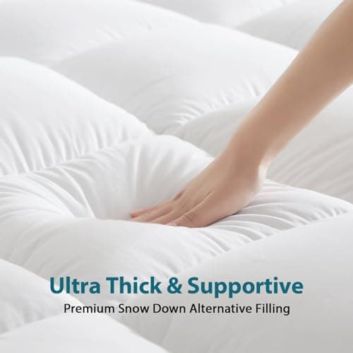 CYMULA Queen Mattress Topper for Back Pain - Extra Thick Cooling Mattress Pad Cover for Queen Size Bed - Soft Mattress Protector Pillow Top with 8-21 Inch Deep Pocket 3D Snow Down Alternative Fill 7