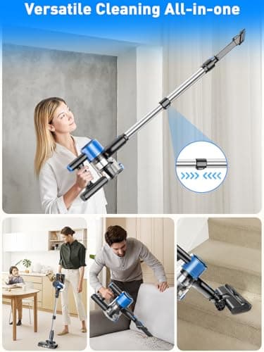 Cordless Vacuum Cleaner, 30Kpa 8-in-1 Stick Vacuum with LED Display & 3 Cleaning Modes, 45-Minute Runtime & Detachable Battery, Lightweight Vacuum Cleaner for Home Hardwood Floors Carpets and Pet Hair 5