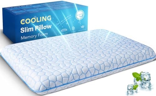 Ultra Thin Flat Pillows for Sleeping,Cooling Slim Memory Foam Pillow 2.75 in Height Ultra Thin Pillow,Low Profile Sleeper Pillows for Stomach Sleeper for Neck and Back Support Stomach Sleeping Pillow