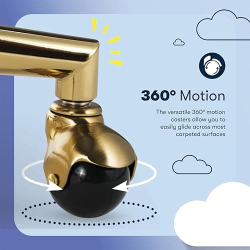 Serta Scarlett Modern Office Chair, Pleated and Curved Mid-Back Desk Chair, Pocket Coil Seat Cushion, Padded Armrests, Vanity Armchair with Wheels, Swivel Gold Base, Beige Velvet Fabric 8