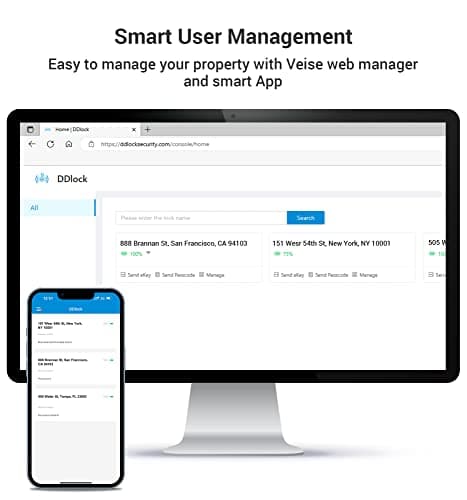 Veise RZ07 Fingerprint Smart Lock, 7-in-1 Smart Locks for Front Door, Keyless Entry Door Lock with App Control, Biometric Electronic Touchscreen Keypad Deadbolt, Satin Nickel 5
