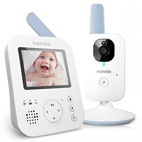 nannio Hero 2 Video Baby Monitor with Camera & Audio, HD Video, 2-Way Audio, Night Vision, Voice Activation, Lullabies, Plug-and-Play, Secure Transmission, No WiFi, 12 Month Warranty, Ideal Baby Gift