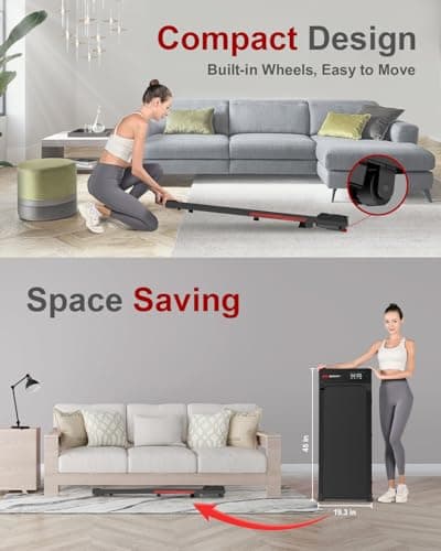 Gywowken Walking Pad with 5% Incline, Under Desk Portable Treadmill for Home Office 4 in 1, Ultra Quiet<45dB, Remote Control, 300+ LB Capacity, Black 6