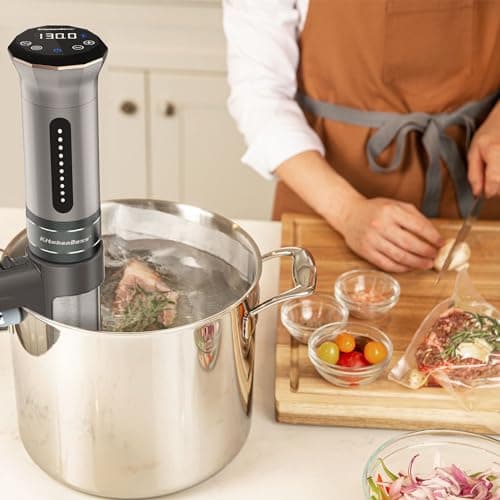 KitchenBoss Sous Vide Cooker Machine: Ultra-quiet 1100 Watt IPX7 Waterproof Water Thermal Immersion Circulator Accurate Temperature Control Digital Display Slow Cooking Sous-vide 8