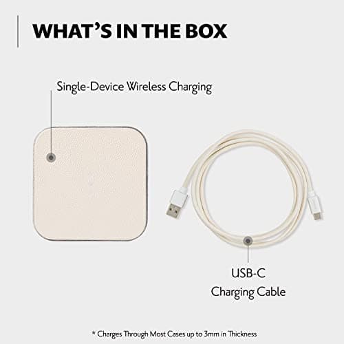 Courant Catch:1 Classics - Italian Leather Wireless Charging Pad - Compatible with iPhone 15, 14, 13, 12, 11, X, Samsung Galaxy S23, S22, S21, S20, Note, AirPods, AirPods Pro (Bone) 6