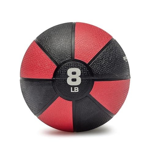 Amazon Basics Weighted Medicine Ball for Core Strength, Strength Training, Full-Body Workouts and Balance Exercises, 8 Pounds, Red/Black