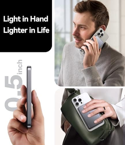 TORRAS MiniMag Power Bank,Ultra-Slim 10,000mAh Magnetic Wireless Portable Charger, 22.5W Fast Charging iPhone Air MagSafe Battery Pack Designed for iPhone 17 Pro Max/17 Pro/Air/16/15/14/13/12, Gray 8