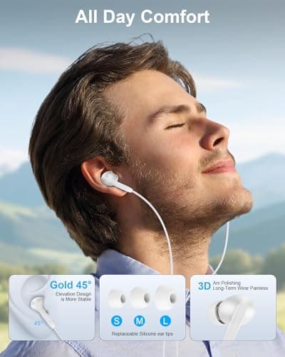 iPhone 17e 17 16 USB C Wired Headphones with Microphone, Noise Cancelling Earbuds USBC for iPhone 16e Pro Max 15 Plus, Samsung Galaxy Bud Ultra Apple Wired Ear Buds in-Ear Type C Plug Earphones Mic 5