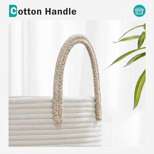 Cotton Rope Laundry Basket by YOUDENOVA, 58L Woven Collapsible Laundry Hamper, Clothes Hamper with Reinforced Handles in the Laundry Room, Bedroom, Bathroom, Brown 5